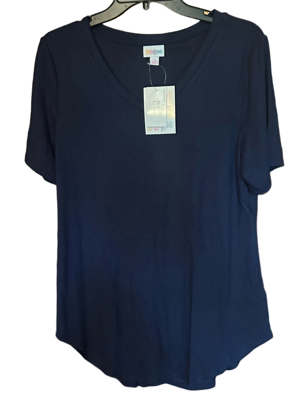 LuLaRoe Navy V-Neck Short Sleeve Tee - Iris Small NWT